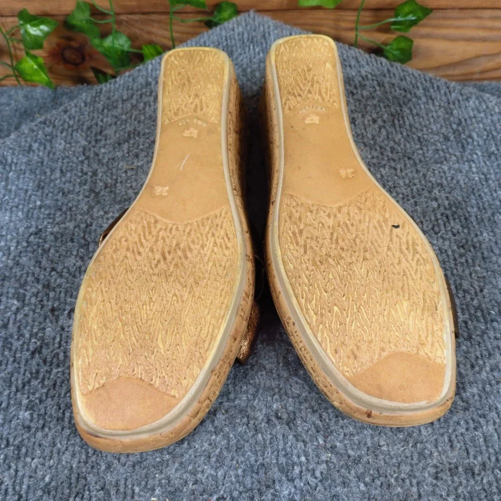 Athena Alexander Womens Wedge Sandal Sz 7 Special Occasion Bronze Metallic Cork